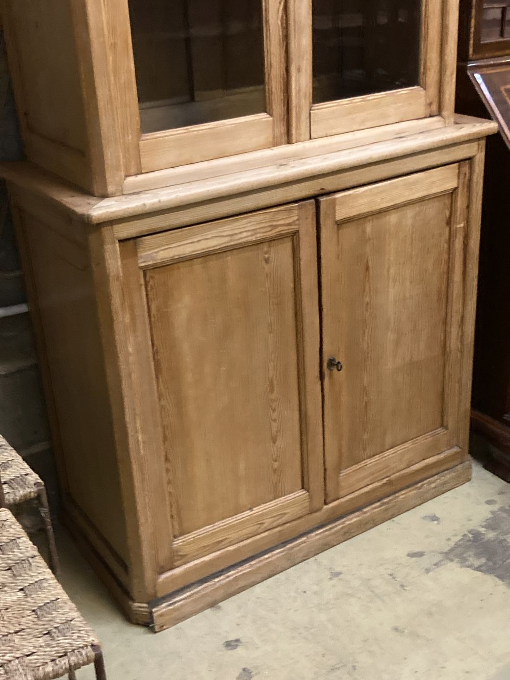 A Victorian pine bookcase, width 104cm depth 47cm height 209cm